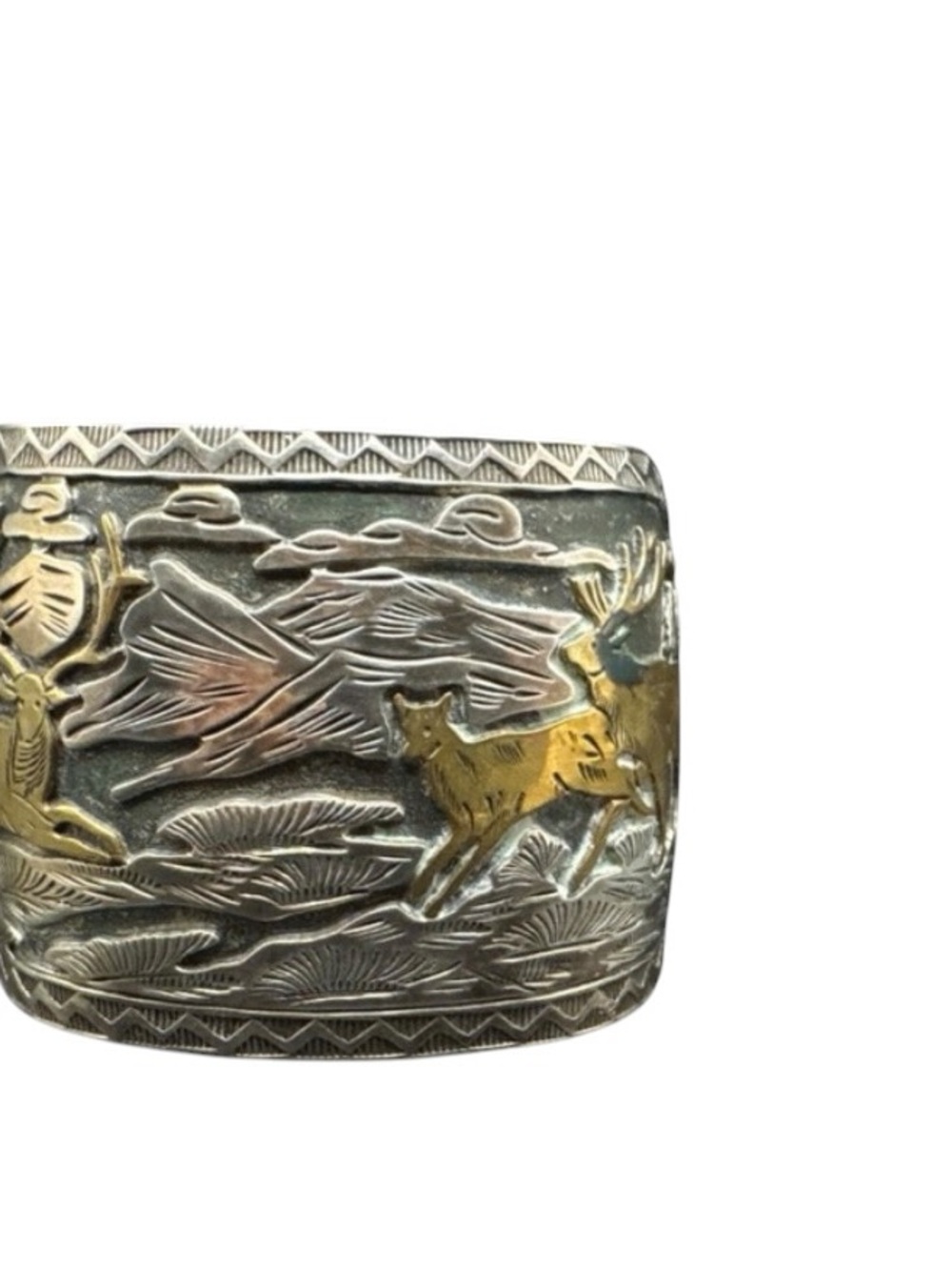 Vintage Sterling Silver Navajo Verdy Jake 12K GF Overlay Storyteller Cuff 7” - Picture 7 of 12